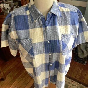Vintage Bloomingdale's SS Checkered Cotton Top Made in India Size M